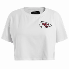 NFL KANSAS CITY CHIEFS CLASSIC WOMEN'S SINGLE JERSEY BOXY TEE (WHITE)