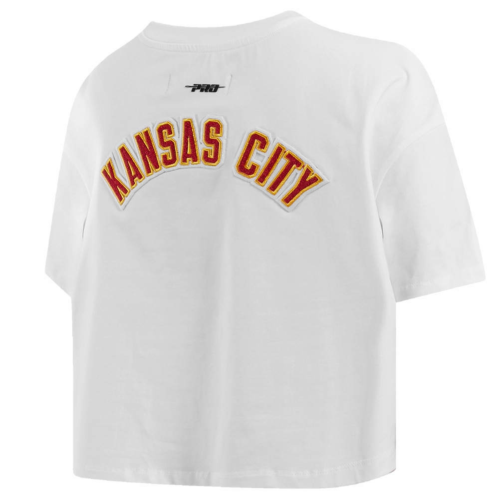 NFL KANSAS CITY CHIEFS CLASSIC WOMEN'S SINGLE JERSEY BOXY TEE (WHITE)