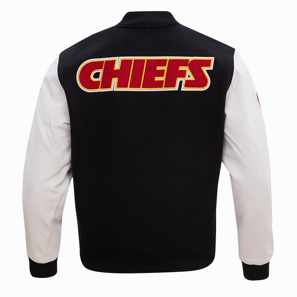 NFL KANSAS CITY CHIEFS CLASSIC WOOL MEN'S VARSITY JACKET (BLACK/WHITE)