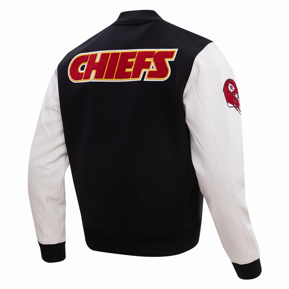 NFL KANSAS CITY CHIEFS CLASSIC WOOL MEN'S VARSITY JACKET (BLACK/WHITE)