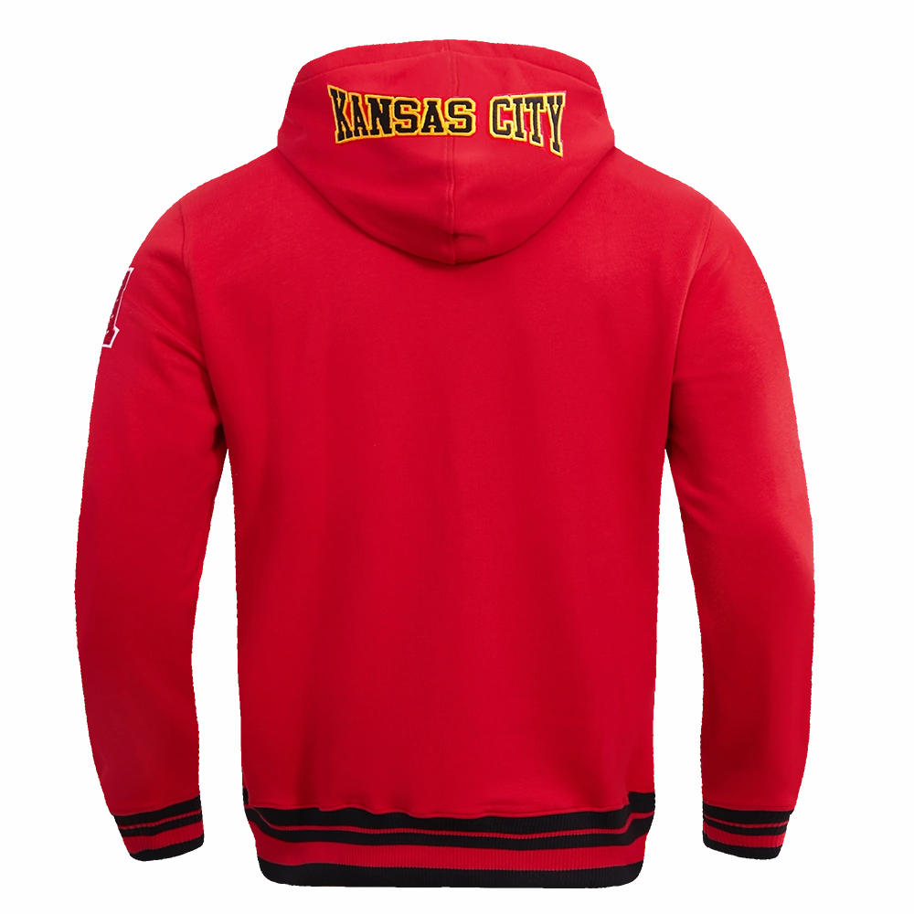 NFL KANSAS CITY CHIEFS CREST EMBLEM MEN'S RIB PO HOODIE (RED/BLACK)