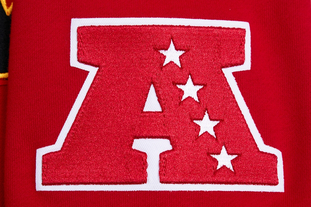NFL KANSAS CITY CHIEFS CREST EMBLEM MEN'S RIB PO HOODIE (RED/BLACK)