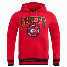 NFL KANSAS CITY CHIEFS CREST EMBLEM MEN'S RIB PO HOODIE (RED/BLACK)
