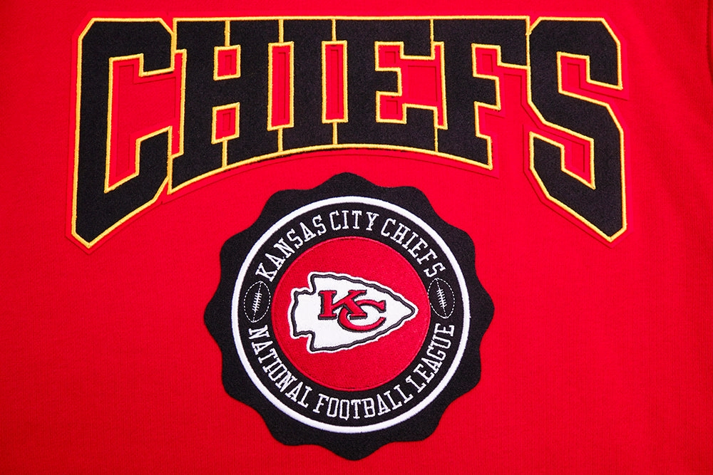 NFL KANSAS CITY CHIEFS CREST EMBLEM MEN'S RIB PO HOODIE (RED/BLACK)