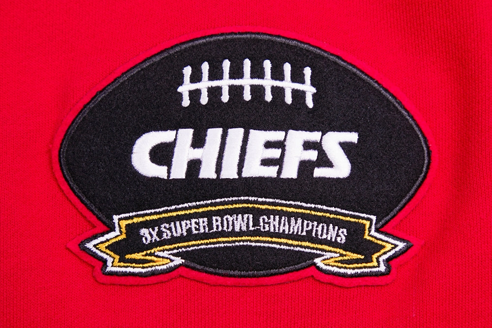 NFL KANSAS CITY CHIEFS CREST EMBLEM MEN'S RIB PO HOODIE (RED/BLACK)