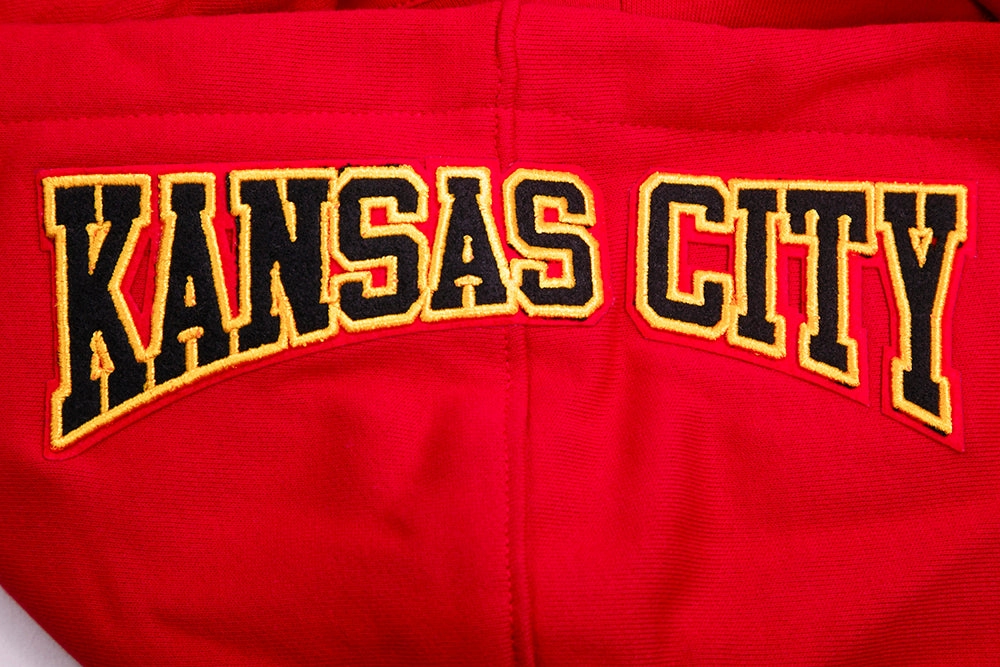 NFL KANSAS CITY CHIEFS CREST EMBLEM MEN'S RIB PO HOODIE (RED/BLACK)