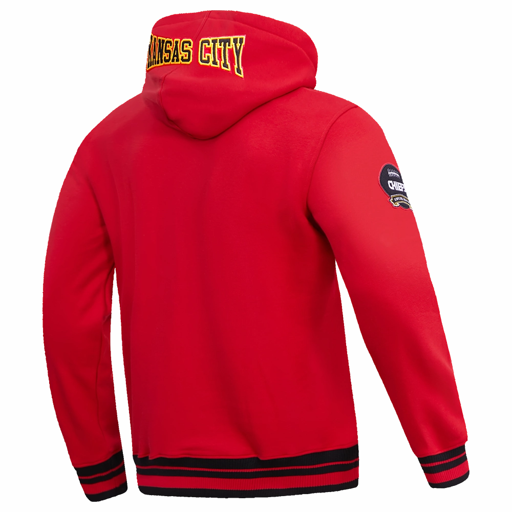 NFL KANSAS CITY CHIEFS CREST EMBLEM MEN'S RIB PO HOODIE (RED/BLACK)