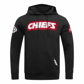 NFL KANSAS CITY CHIEFS DIY PICK STITCH MEN'S DOUBLE KNIT PULLOVER HOODIE (BLACK)