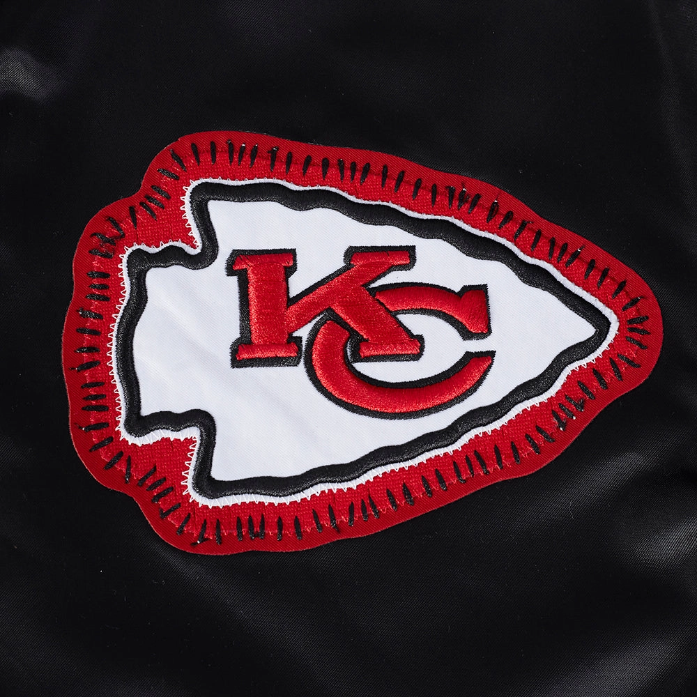 NFL KANSAS CITY CHIEFS DIY PICK STITCH MEN'S RIB SATIN JACKET (BLACK)