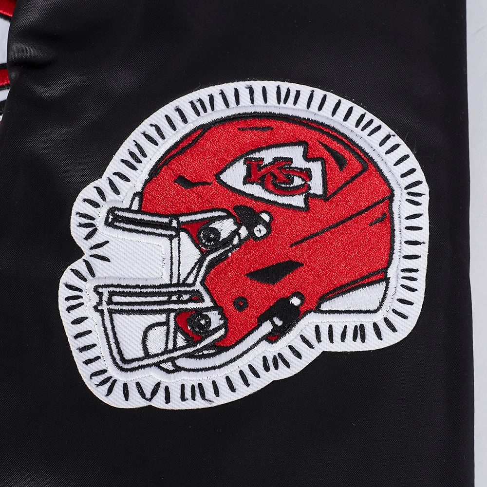 NFL KANSAS CITY CHIEFS DIY PICK STITCH MEN'S RIB SATIN JACKET (BLACK)