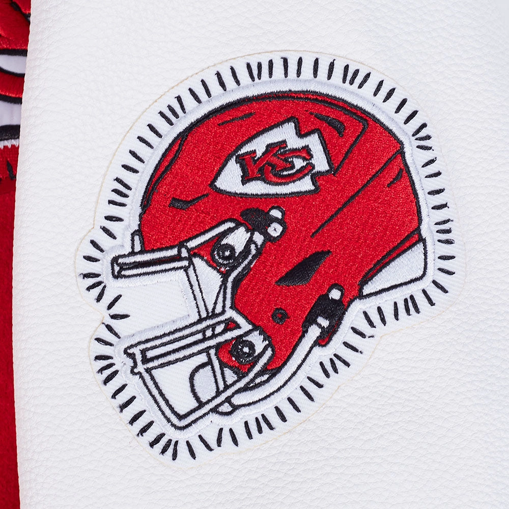 NFL KANSAS CITY CHIEFS DIY PICK STITCH MEN'S RIB WOOL VARSITY JACKET (RED/WHITE)