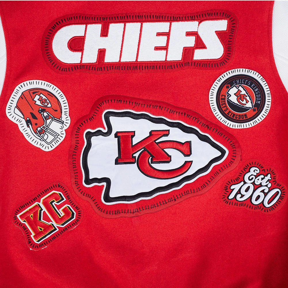 NFL KANSAS CITY CHIEFS DIY PICK STITCH MEN'S RIB WOOL VARSITY JACKET (RED/WHITE)