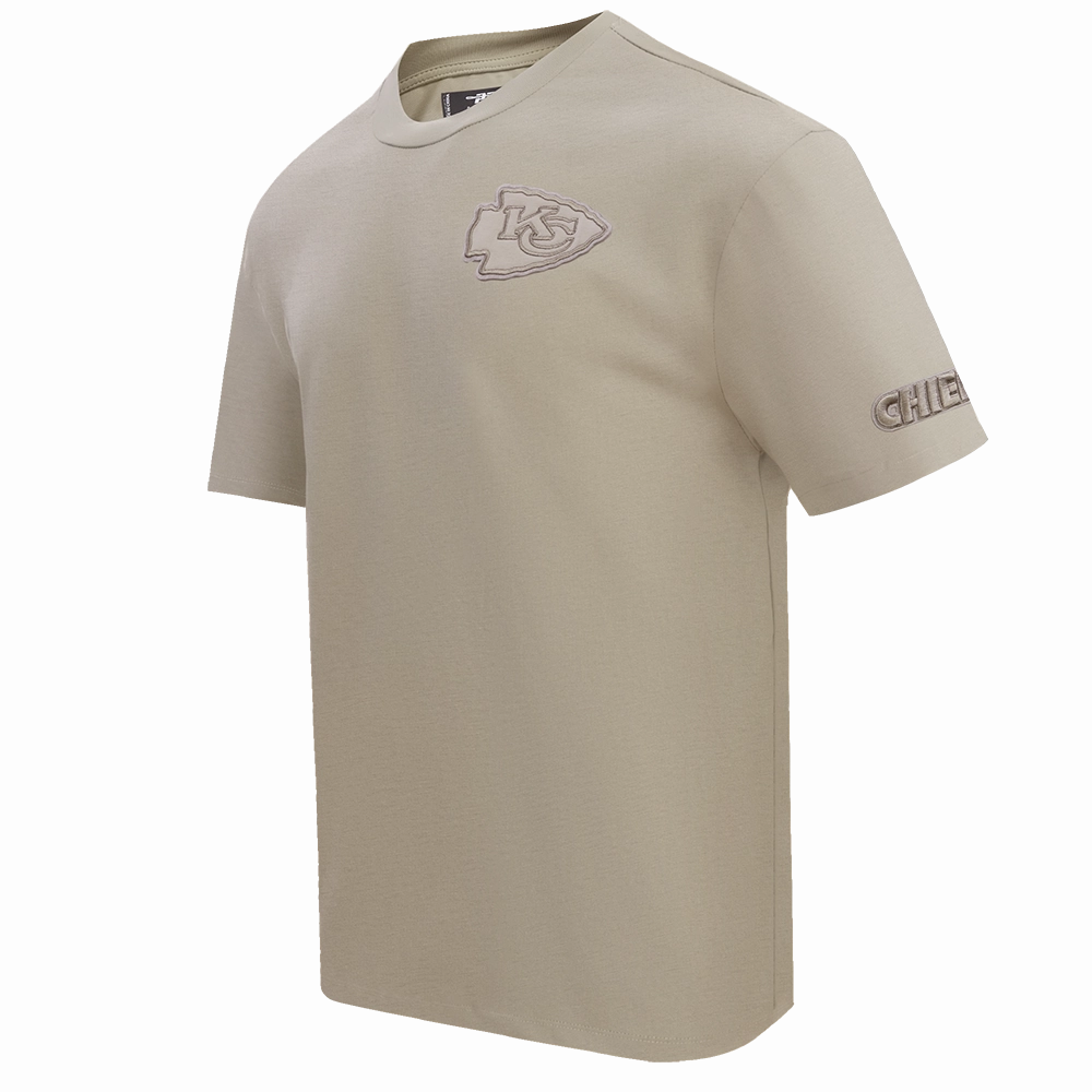 NFL KANSAS CITY CHIEFS NEUTRAL COTTON JERSEY DROP SHOULDER TEE (TAUPE)