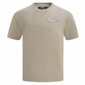NFL KANSAS CITY CHIEFS NEUTRAL COTTON JERSEY DROP SHOULDER TEE (TAUPE)
