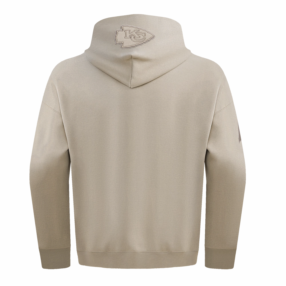 NFL KANSAS CITY CHIEFS NEUTRAL DROP SHOULDER FLEECE PULLOVER HOODIE (TAUPE)