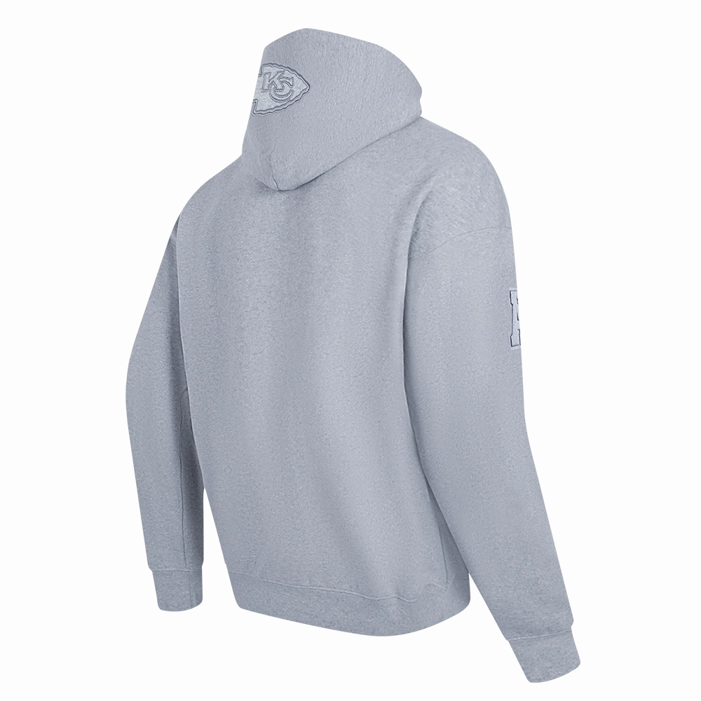 NFL KANSAS CITY CHIEFS NEUTRAL MEN'S DROP SHOULDER PULLOVER HOODIE (DARK HEATHER GRAY)