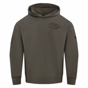 NFL KANSAS CITY CHIEFS NEUTRAL MEN'S DROP SHOULDER PULLOVER HOODIE (DARK TAUPE)