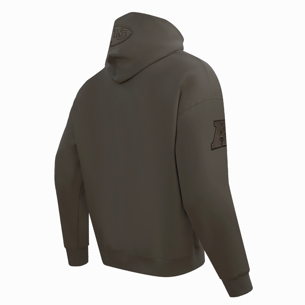 NFL KANSAS CITY CHIEFS NEUTRAL MEN'S DROP SHOULDER PULLOVER HOODIE (DARK TAUPE)