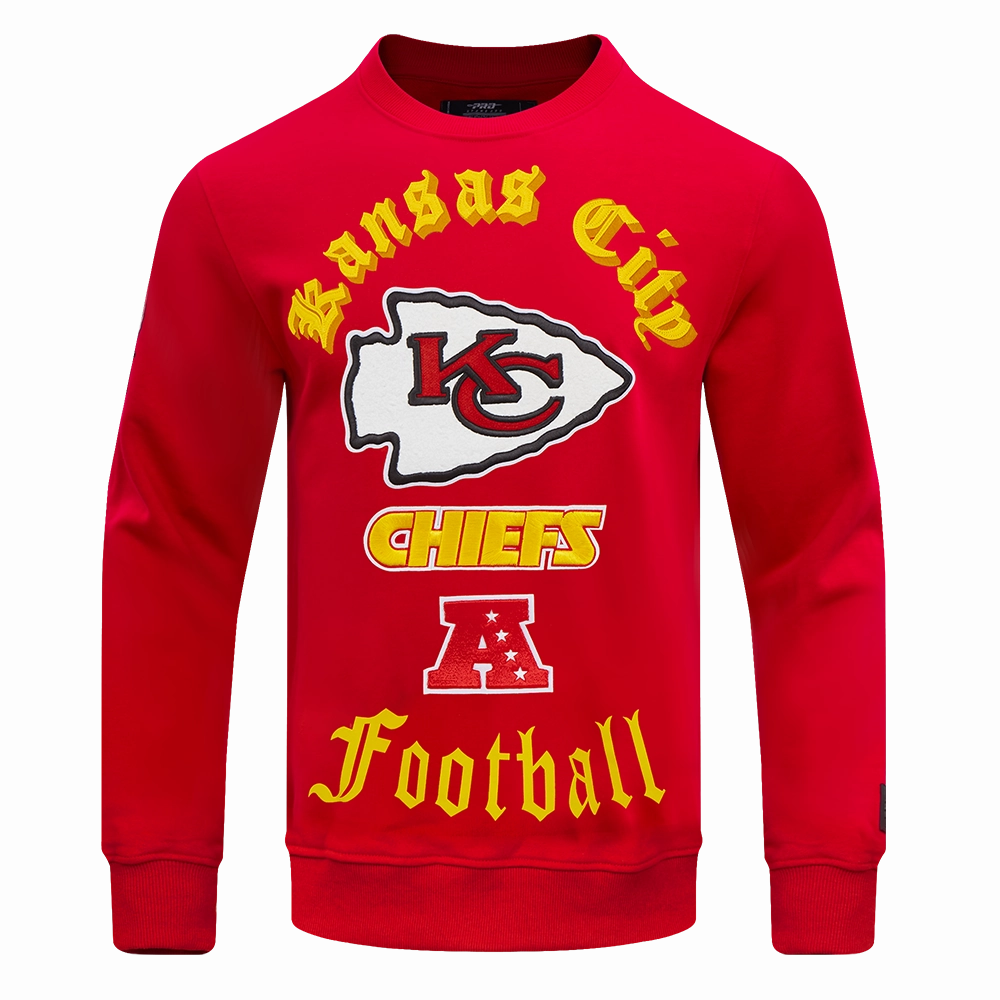 NFL KANSAS CITY CHIEFS OLD ENGLISH MEN'S CREWNECK (RED)