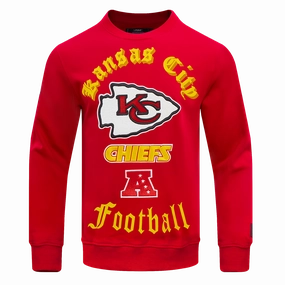 NFL KANSAS CITY CHIEFS OLD ENGLISH MEN'S CREWNECK (RED)