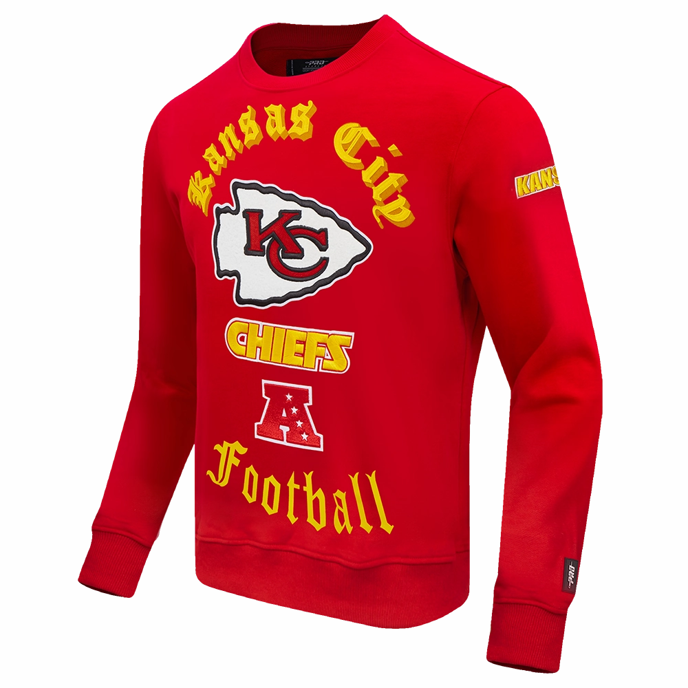 NFL KANSAS CITY CHIEFS OLD ENGLISH MEN'S CREWNECK (RED)
