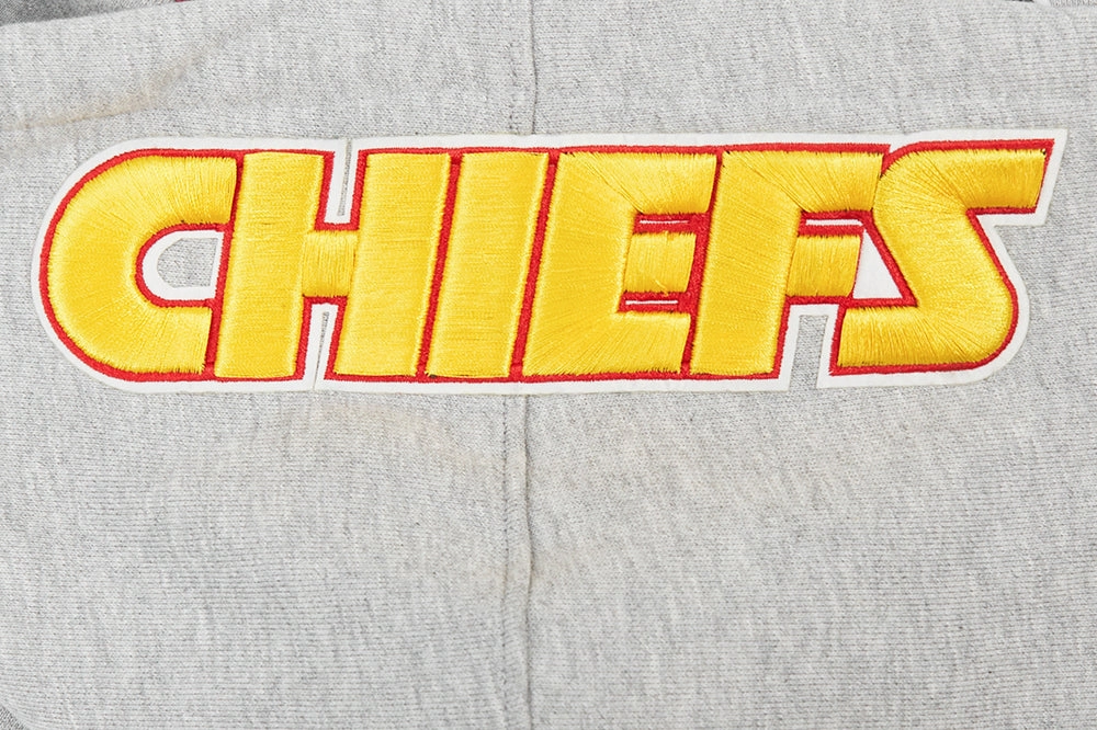 NFL KANSAS CITY CHIEFS OLD ENGLISH MEN'S PULLOVER HOODIE (HEATHER GREY)