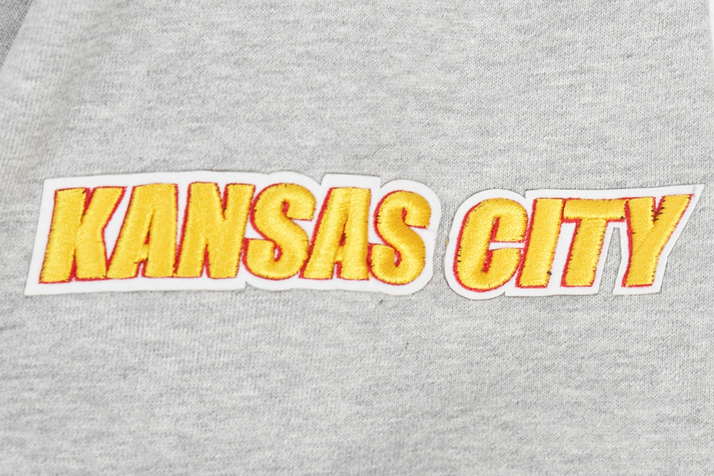 NFL KANSAS CITY CHIEFS OLD ENGLISH MEN'S PULLOVER HOODIE (HEATHER GREY)