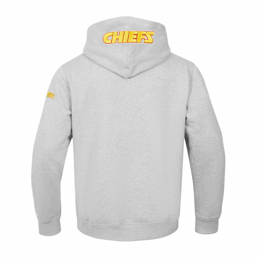 NFL KANSAS CITY CHIEFS OLD ENGLISH MEN'S PULLOVER HOODIE (HEATHER GREY)
