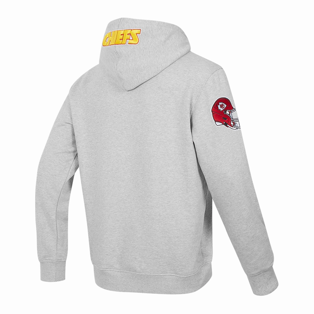 NFL KANSAS CITY CHIEFS OLD ENGLISH MEN'S PULLOVER HOODIE (HEATHER GREY)