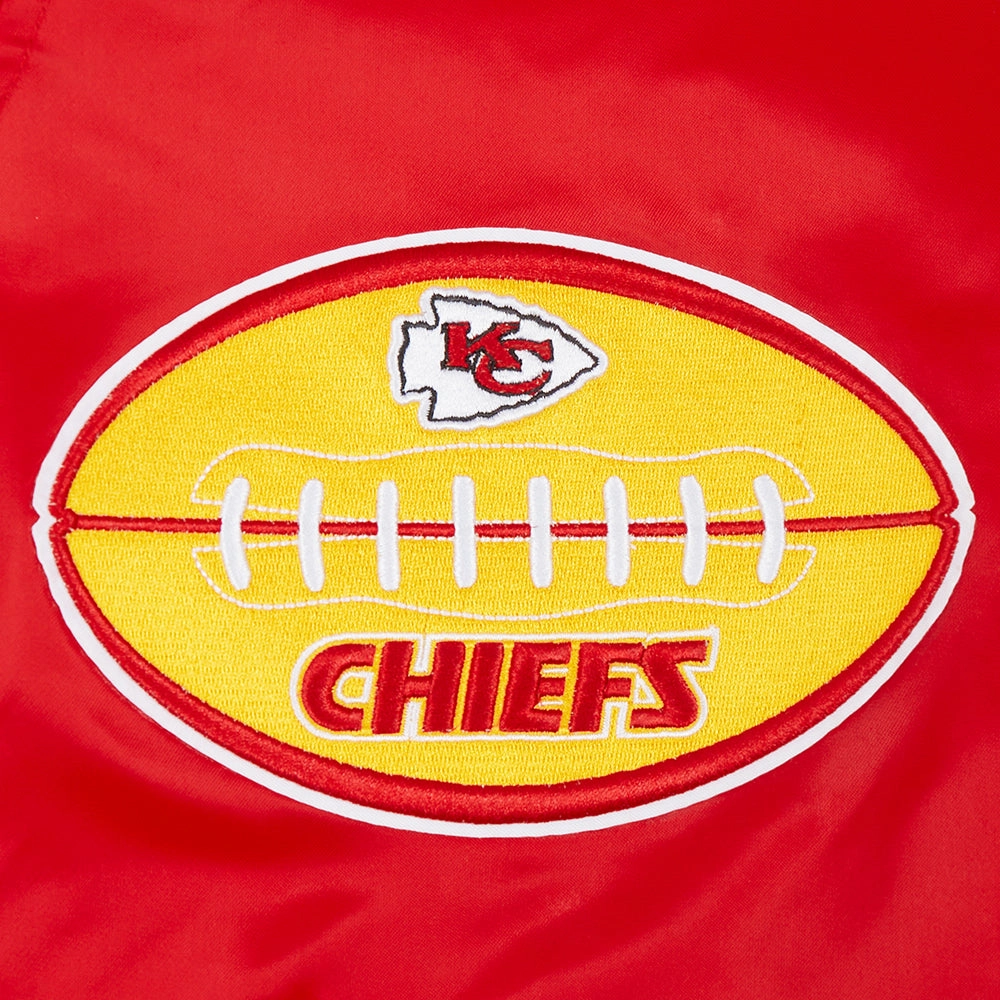 NFL KANSAS CITY CHIEFS OLD ENGLISH MEN'S RIB SATIN JACKET (RED)