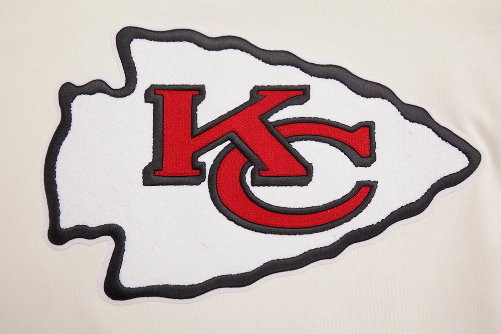 NFL KANSAS CITY CHIEFS RETRO CLASSIC MEN'S RIB PULLOVER HOODIE (EGGSHELL/ RED)
