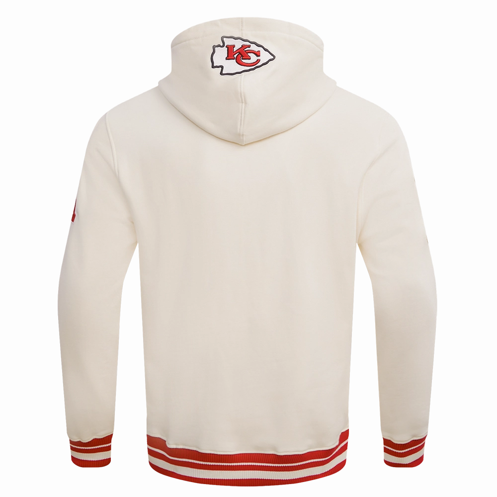 NFL KANSAS CITY CHIEFS RETRO CLASSIC MEN'S RIB PULLOVER HOODIE (EGGSHELL/ RED)