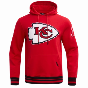 NFL KANSAS CITY CHIEFS RETRO CLASSIC MEN'S RIB PULLOVER HOODIE (RED/BLACK)