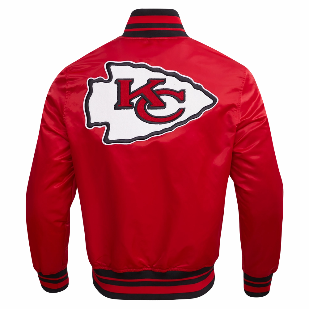 NFL KANSAS CITY CHIEFS RETRO CLASSIC MEN'S RIB SATIN JACKET (RED/BLACK)