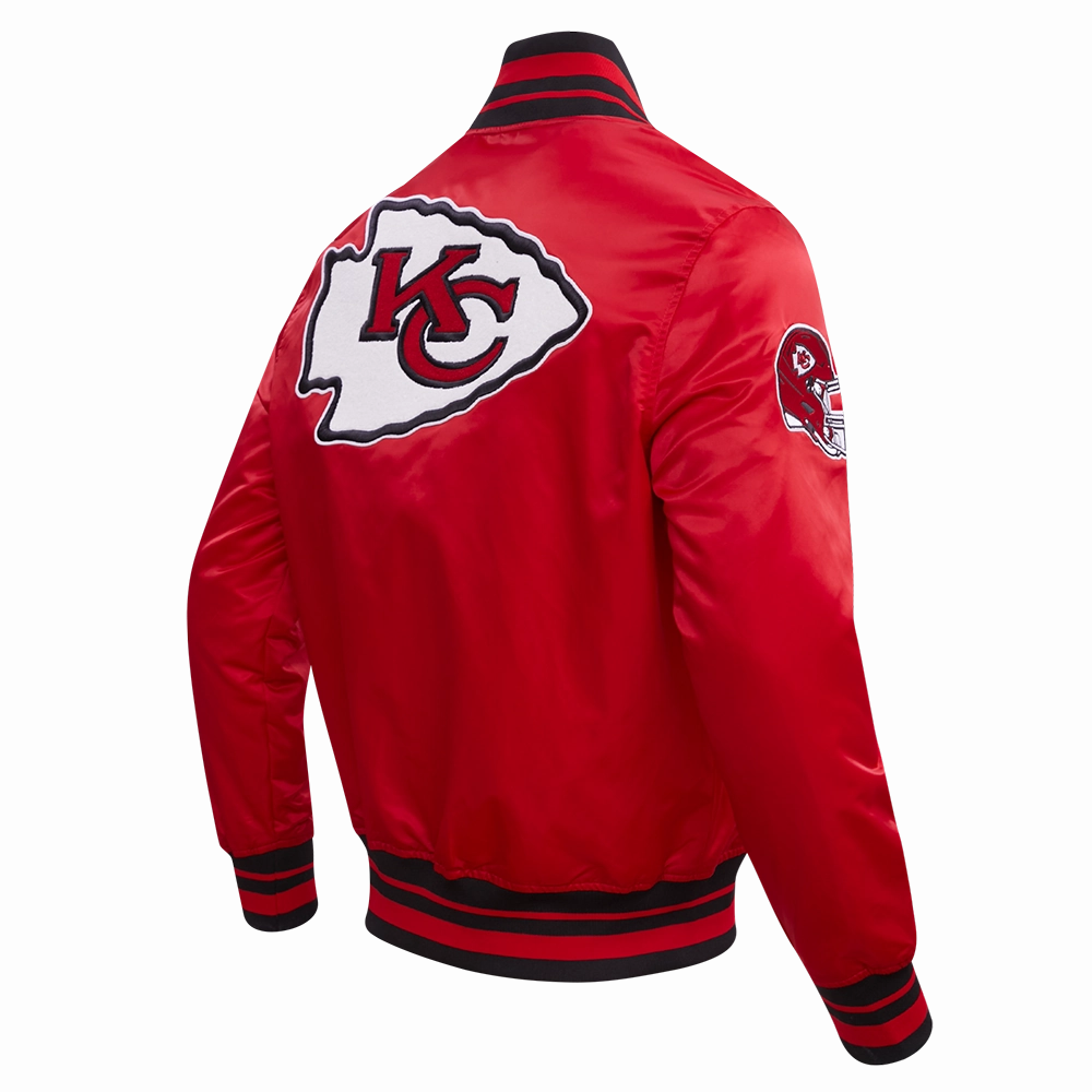NFL KANSAS CITY CHIEFS RETRO CLASSIC MEN'S RIB SATIN JACKET (RED/BLACK)