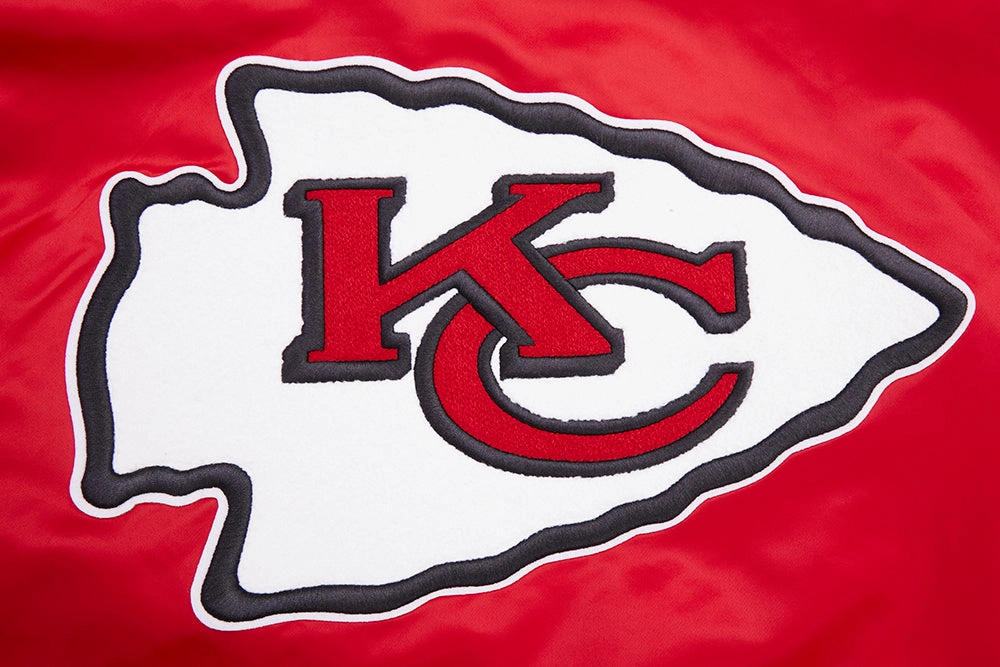 NFL KANSAS CITY CHIEFS RETRO CLASSIC MEN'S RIB SATIN JACKET (RED/BLACK)