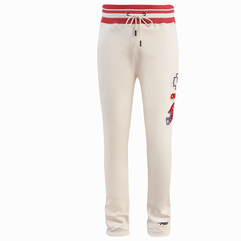 NFL KANSAS CITY CHIEFS RETRO CLASSIC MEN'S RIB SWEATPANT (EGGSHELL/ RED)
