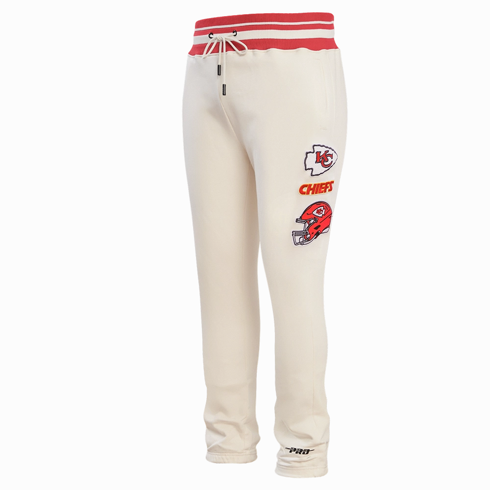 NFL KANSAS CITY CHIEFS RETRO CLASSIC MEN'S RIB SWEATPANT (EGGSHELL/ RED)