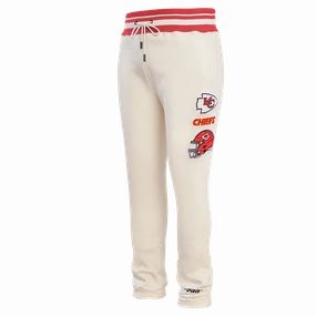NFL KANSAS CITY CHIEFS RETRO CLASSIC MEN'S RIB SWEATPANT (EGGSHELL/ RED)