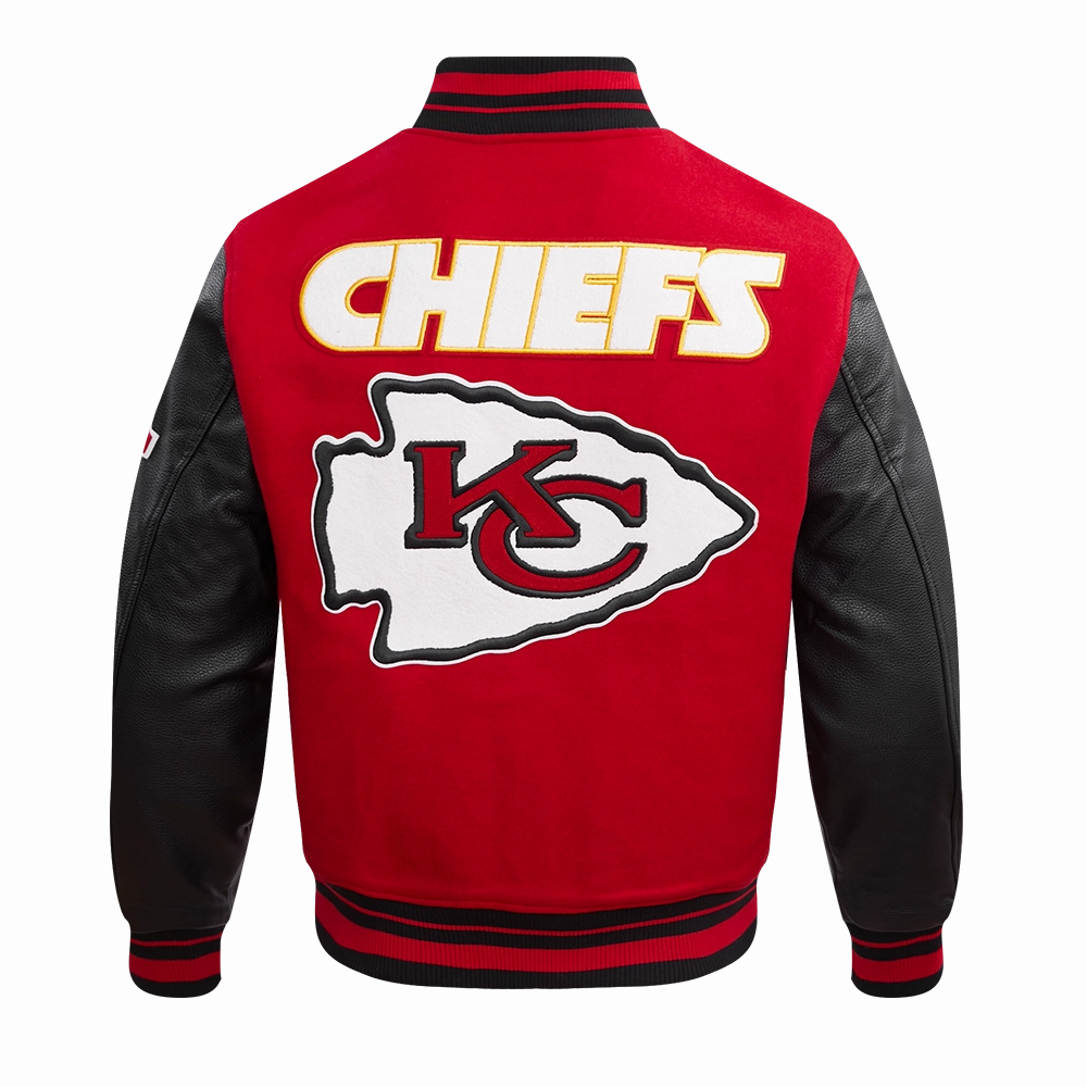NFL KANSAS CITY CHIEFS RETRO CLASSIC MEN'S RIB WOOL VARSITY JACKET (RED/BLACK)