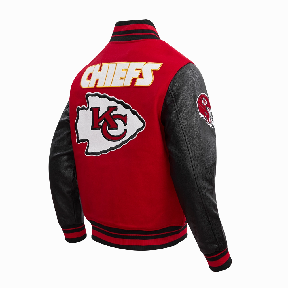 NFL KANSAS CITY CHIEFS RETRO CLASSIC MEN'S RIB WOOL VARSITY JACKET (RED/BLACK)