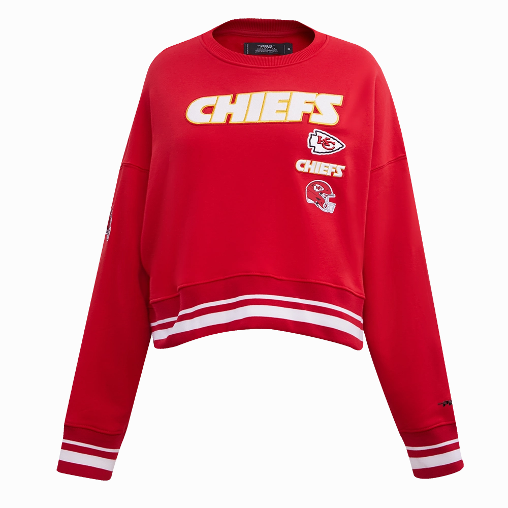 NFL KANSAS CITY CHIEFS RETRO CLASSIC WOMEN'S RIB CREWNECK (RED)