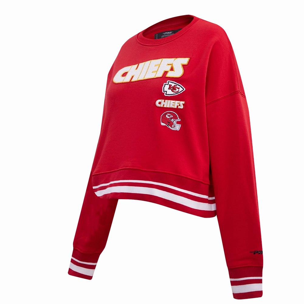 NFL KANSAS CITY CHIEFS RETRO CLASSIC WOMEN'S RIB CREWNECK (RED)