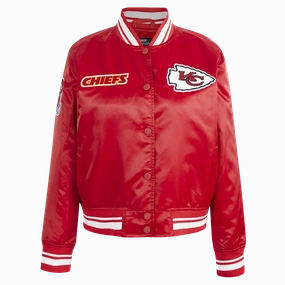 NFL KANSAS CITY CHIEFS RETRO CLASSIC WOMEN'S RIB SATIN JACKET (RED)
