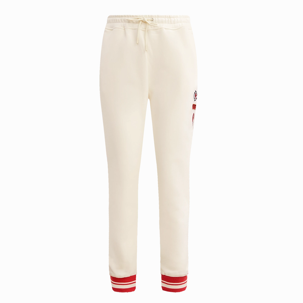 NFL KANSAS CITY CHIEFS RETRO CLASSIC WOMEN'S RIB SWEATPANT (EGGSHELL/ RED)