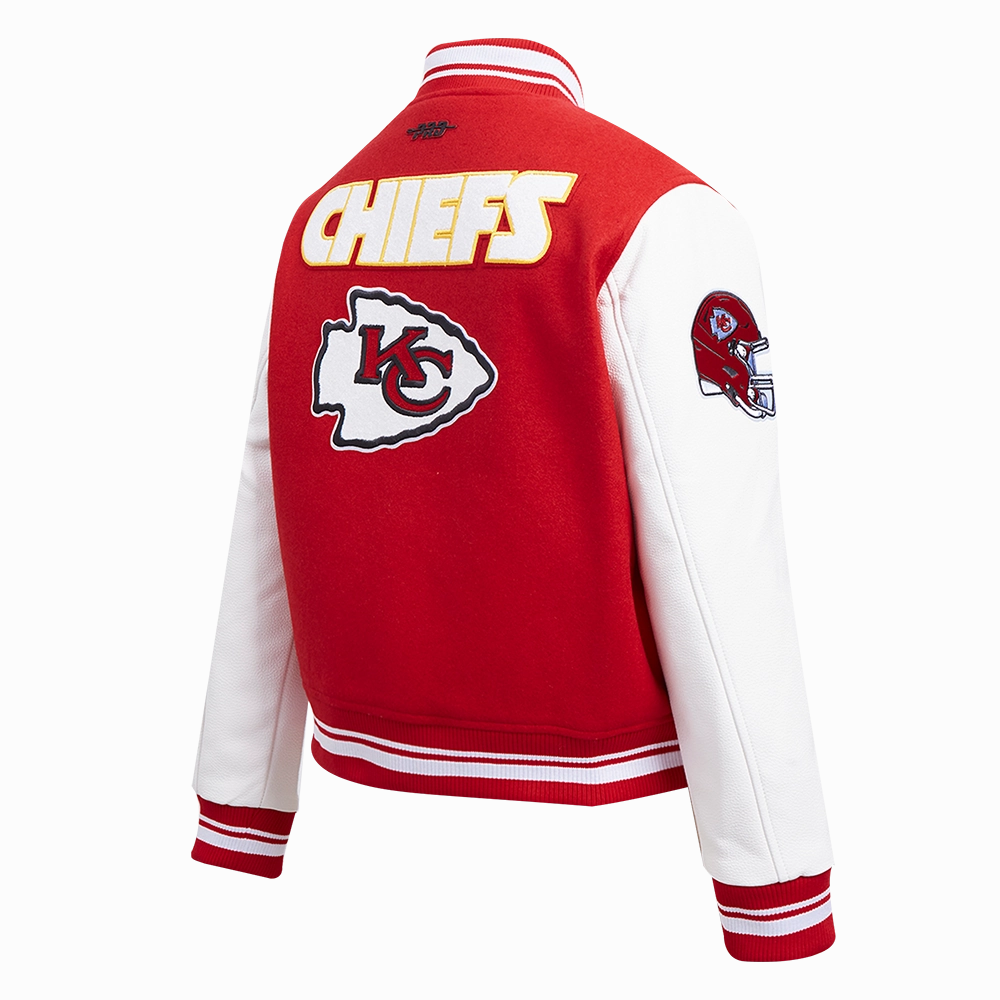 NFL KANSAS CITY CHIEFS RETRO CLASSIC WOMEN'S RIB WOOL VARSITY JACKET (RED/WHITE)