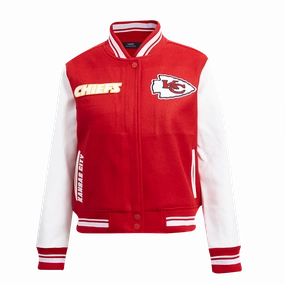 NFL KANSAS CITY CHIEFS RETRO CLASSIC WOMEN'S RIB WOOL VARSITY JACKET (RED/WHITE)