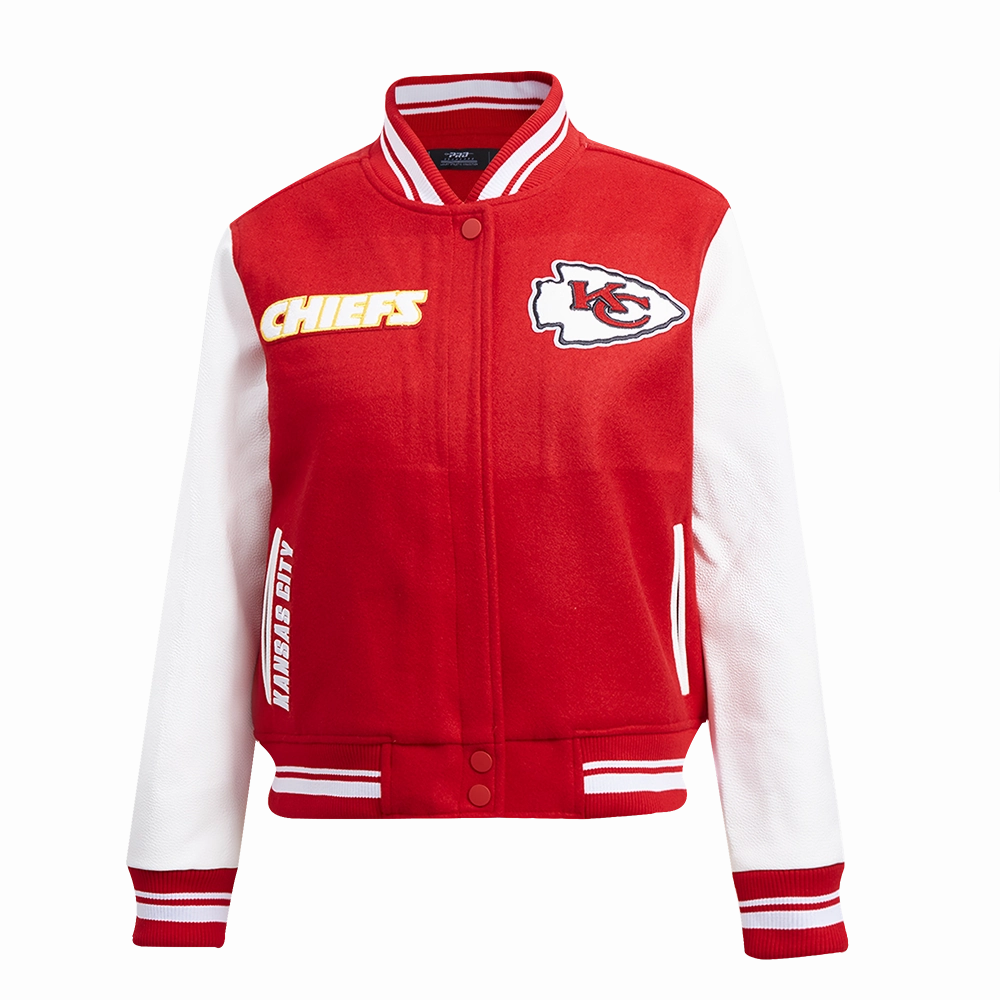 NFL KANSAS CITY CHIEFS RETRO CLASSIC WOMEN'S RIB WOOL VARSITY JACKET (RED/WHITE)