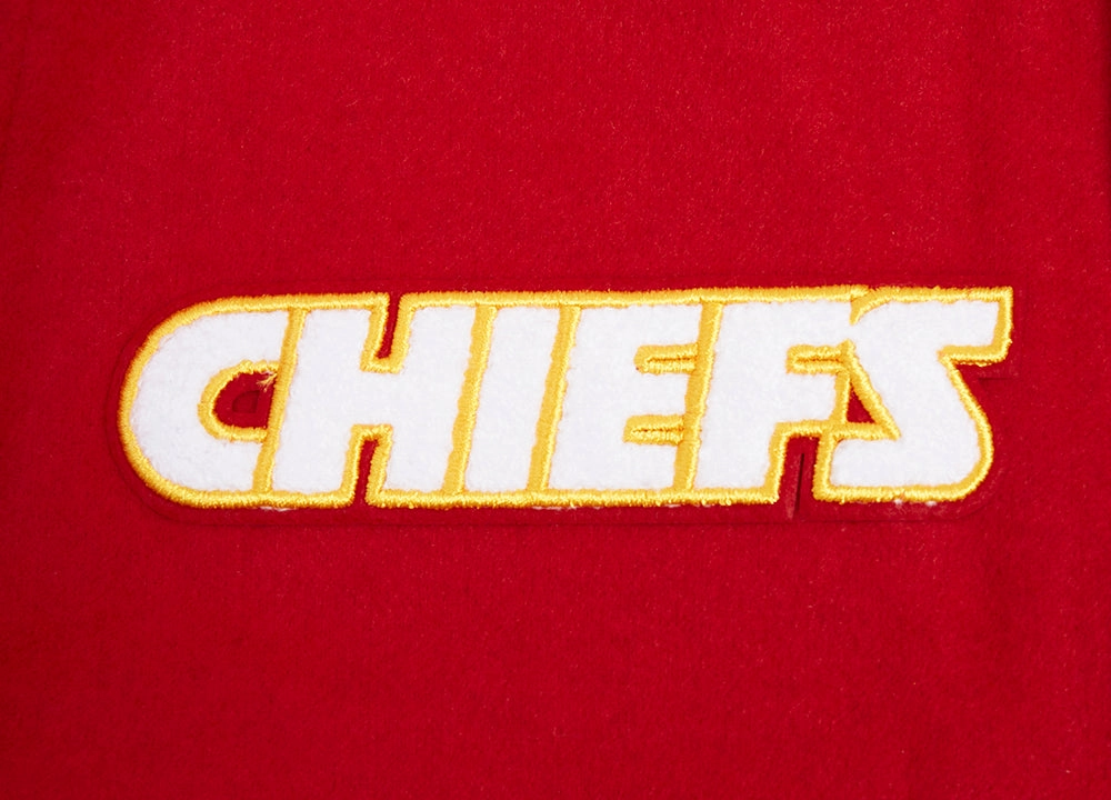 NFL KANSAS CITY CHIEFS RETRO CLASSIC WOMEN'S RIB WOOL VARSITY JACKET (RED/WHITE)