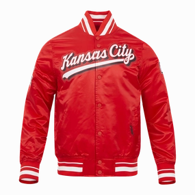 NFL KANSAS CITY CHIEFS SCRIPT TAIL MEN'S SATIN JACKET (RED)